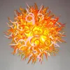 Large Pendant Lamps for Duplex Living Room Modern Chandeliers American Pride Hand Blown Glass Chandelier White Orange Amber Color Custom 48 or 52 Inches