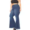 Plus Size Flared Jeans for Women 2021 Washed Fashion Slim Casual Long-pants Large Sexy Street Trousers Wide-leg Mom Jeans 5XL H0908
