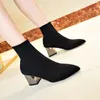 Boots Spring/Autumn Women Ankle High-heel Shoes Woman Stretch Fabric Knee-High Pointed Socks Brand