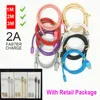 Typ C USB -kabel 2.4A -laddare Adapter Unbroken Strong Metal Braid Micro USB Cable V8 för Samsung S20 S7 S6 S5 Android med boxpaket DHL