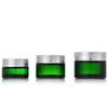 2021 vidro cosmético frascos de creme com alumínio / tampas de plástico em cor preta / azul / verde 20g 30g 50g