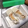 Top Quality Mulheres Sapatos de Moda Designer Saltos Cut-Outs Sandálias de Couro Genuíno de Toe com Caixa Original 7.5cm