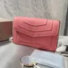 designer Borse a tracolla a catena Borsa con patta Borsa a tracolla Pianura in vera pelle Superficie liscia Testa di serpente Decorazione Hardware Cinturino regolabile Pelle bovina