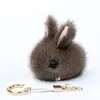 Cute Mini Real Keychain Fulffy Women Bag Mink Rabbit Fur Mobile Phone Pendant Car Key Chains