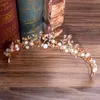 Femmes élégantes couronnes rose cristal strass diadèmes floraux or métal mariage cheveux mode bijoux casque mariée bandeau