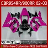 Kit corpo per HONDA CBR954-RR CBR900RR 2002-2003 Carrozzeria Rosa nero 61No.122 CBR954RR CBR954 CBR900 CBR 900 954 RR CC 900CC 2002 2003 CBR 954RR 900RR 02 03 Carene