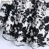 Zevity Women Vintage Animal Pattern Print Smock Blouse Office Ladies Casual Shirts Chic Business Kimono Blusas Tops LS7715 210603