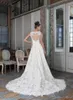 Linea A Illusion Corpetto Abiti da sposa Hi lo Abiti da sposa Plus Size Senza maniche Applicazioni in pizzo Bottoni coperti Vestios De Novia ppliques