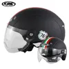 Itália 76 capacete preto Meia face para vespa chopper scooter luz ciclismo elétrico motocicleta capacetes pontas ece aprovado