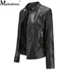 bruin faux lederen biker jas