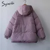 Syiwidii ​​Damskie Zimowe Grube Kurtki Jesień Czarny Parka Z Długim Rękawem Dorywczo Oversized Purple Puffer Bubble Coat z Kapturem 210913