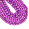 Other Natural Gold Line Turquoises Stone Beads Round Purple Loose Spacer For Jewelry Making Diy Necklace Bracelet 6/8/10mm Rita22
