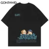 Camiseta GONTHWID Streetwear Harajuku Criativa Engraçada Infantil Estampada Tee Shirts Hip Hop Algodão Manga Curta Primavera Verão Tops 210629