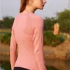 NWT Stretch Women Long Sleeve Shirts Lady Breattable Back Hollow Out Leisure Lady Tops 210317