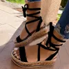 Sandali Sandalo gladiatore da donna Piattaforma donna Zeppa Scarpa casual incrociata 2021 Estate Sexy Lady Avvolgere alla caviglia Calzature con lacci