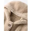 معطف الشتاء النساء الأغنام قص معطفًا كوريًا أزياء محطّن Lambswool Long Fur Coat