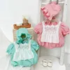 Ensemble de vêtements 2 pièces pour bébé né espagnol, barboteuse et chapeau pour filles, tenue de princesse en dentelle Lolita, Onesie 210529