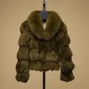 エステルアンダーソン贅沢な本物の毛皮のジャケットコート衣服の短いアウターウェアのための襟付き襟付きの毛皮のジャケットコート211018