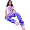 Designer Women Pants Straight Fashion Printed Trousers Tie Dye Multi Bag Bottoms Overalls 4 Colors