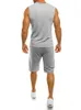 Gym Bodybuilding Mens V-Neck Vest + Shorts Set Summer Tracksuits Manlig fitness Tankop Muscle Singlet Workout Sleeveless Sweat Shirts Casual Sport Training Clothing