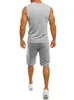 Gimnasio Culturismo Chaleco con cuello en V para hombre + Conjuntos de pantalones cortos Chándales de verano Camiseta sin mangas para fitness masculino Camiseta sin mangas para entrenamiento Camisetas sin mangas Ropa de entrenamiento deportivo informal