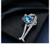 COCOM-broche de lujo con diamantes de imitación para mujer, broches de cristal austriaco azul para Collar, accesorios de animales de alta calidad