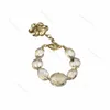 Crystal Chain Charm Metal Flower Bracelets Exquisite Design Letter Bangle Retro Smooth Gold Bracelet