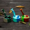 Bang en silicone à tambour plié avec bol en verre gratuit 4,9 pouces Narguilés en silicone Couleurs de conduites d'eau Filtre Dab Oil Rig Bubbler Bangs incassables