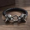 Bangle Viking armband läder repkedja dubbelbett ring för män amulet smycken present malebangle