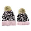 Berets Baby Ball Top Leopard Print Hat Warm Knitted Kids Girl Boy Autumn Winter Bonnet Solid Color Parent-child Children Beanie Cap