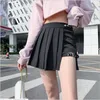 Skirts All Match Women Short Skirt Fashion Tartan Red Pleated Streatwear Plaid Side Button Womens Casual Mini