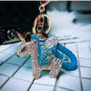 Nyckelringar Rhinestones Inlagd Creative Alloy Pony Key Ring Pendant Bag Home Office Car Chain Ornament Miri22
