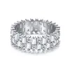 Luxury Bröllop Bride Ringar Real 925 Sterling Silver Ring 5A Cubic Zirconia Storlek 5-10 För Kvinnor Vit CZ Heart Square Ovala Designer Smycken Förlovning Vängåva
