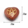 Natural Loose Gemstones Heart-shaped 30mm Small Ornament Engraved Greek mythology pentacle Earth Goddess Kore Symbol Jewelry Reiki Rune Healing Crystal Decorate