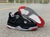 2022 Off Released Authentic 4 Bred Fire Red Union Guava Ice Noir Sail White Kaws 4s Men Athletic Shoes Sports Sneakers with Box