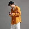 IEFB / Mäns Slitage Vår Organisk Bomull Och Linne Man Kläder Vintage Kinesisk stil Lös Hög Qulaty Shirt 9Y1228 210524