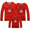 Famille Noël Vêtements Assortis Manches Longues Mère Fille T-shirts Elf Père Noël Renne Elk Imprimer Tees Pyjama Rouge Top 210521