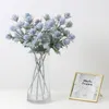 5 pièces / Lot de fleurs d'éryngium artificielles floquées, décoration de maison, Bouquet de mariage, fausse fleur, Simulation de plante verte, accessoires de décoration