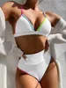 Sexy taille haute Bikini col en V femmes maillot de bain Push Up maillots de bain coupe maillot de bain été maillots de bain Biquini 210621