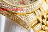 高QUITY 41mm光沢のあるダイヤモンド腕時計ゴールドケースの色彩カラーアラビア数自動男性滑らかな手腕時計ステンレス鋼の材料の石石の石