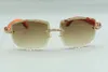 2021 дизайнерские солнцезащитные очки 3524023, линзы средней огранки с бриллиантами, натуральные гибридные деревянные дужки, размер очков 58-18-135 мм319H