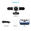 TENVEO-T1 USB PC Webcam Streaming HD 1080P Anello luminoso regolabile incorporato e microfono Web camera per computer con copertura privacy