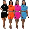 Body Summer Clothes Dames Jogger Suits Trainsuits Pullover Korte Mouw T-shirt + Shorts Tweedelige Set Casual Outfits Black Track Pak Sportswear 4688