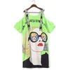 Summer Fashion Women Dresses Sexy Off The Shoulder Strap Ribbon Cartoon Graffiti Printed Split Hip Hop Streetwear GD429 210506