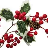 Faux Greenery Artificial Red Berry Christmas Garland with Pine Cone Indoor Outdoor Garden Gate Home Decoration XBJK2107