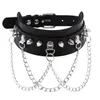 Leather Choker collar for women goth punk stainless steel chain Necklace harajuku Sexy Vegan chocker bondage festival jewelry