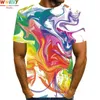 Colorful Pigment T-shirt For Men 3D Print Rainbow Tie Dye T Shirt Pattern Top Graphic Splash Paint Tees 210707