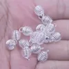 50pcs 25*30mm Plated Spiral Bead Cage Charms Pendants Hanging Hollow Lantern Ball Spring Pendant for Women and Men Jewelry Making