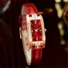 Montres-bracelets vert montre Rectangle horloge marque pour femmes rouge Quartz montre-bracelet cadran Simple mode montres cadeau amoureux des femmes