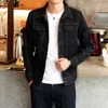 Fashion Mens Denim Jackets Slim Fit Jeans Jacka Bomull Outwear Coat Långärmad Hål Male Kläder Storlek M-4XL 211008